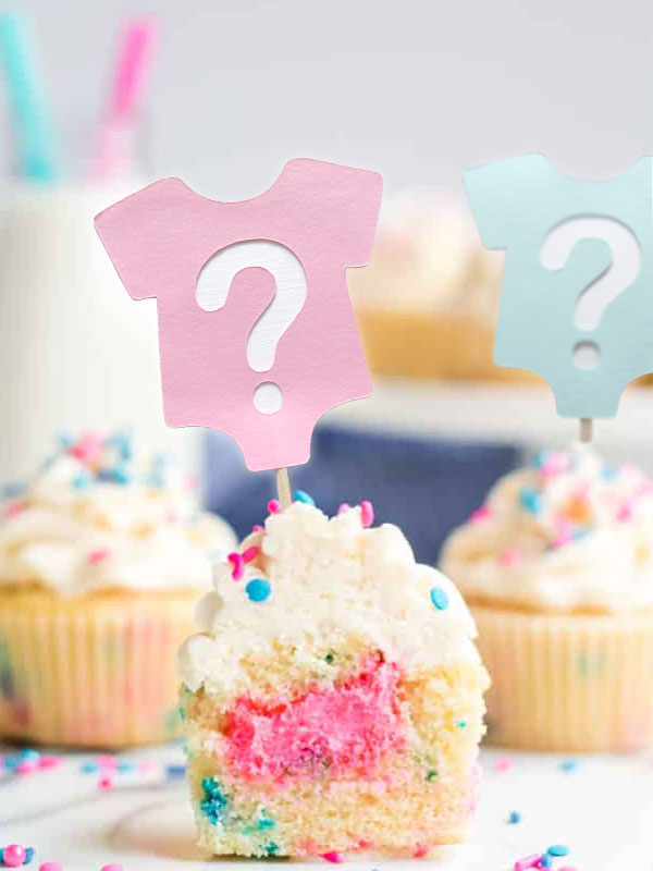 Blue & Pink Glitter Gender Reveal Cupcake Toppers – 12 Pack, Non-Edible, CustomDesignsProject