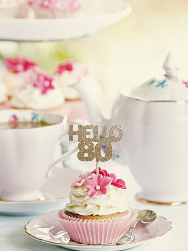 Happy 80th birthday cupcake topper