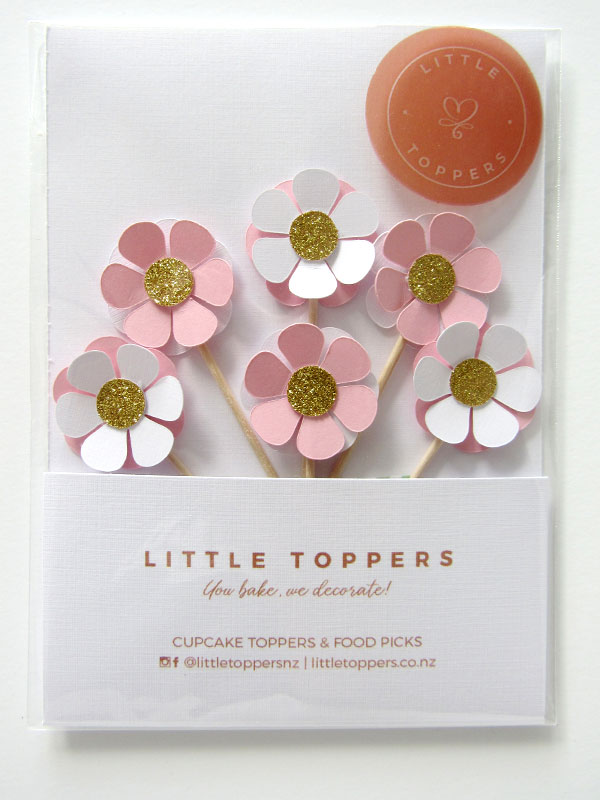 Pink & White Food Picks - Front View