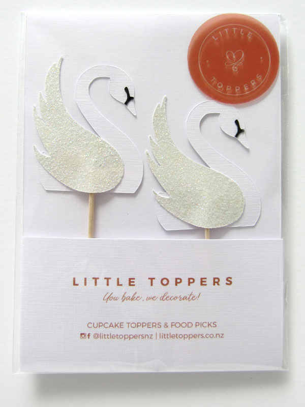 Swan Cupcake Toppers - Front View