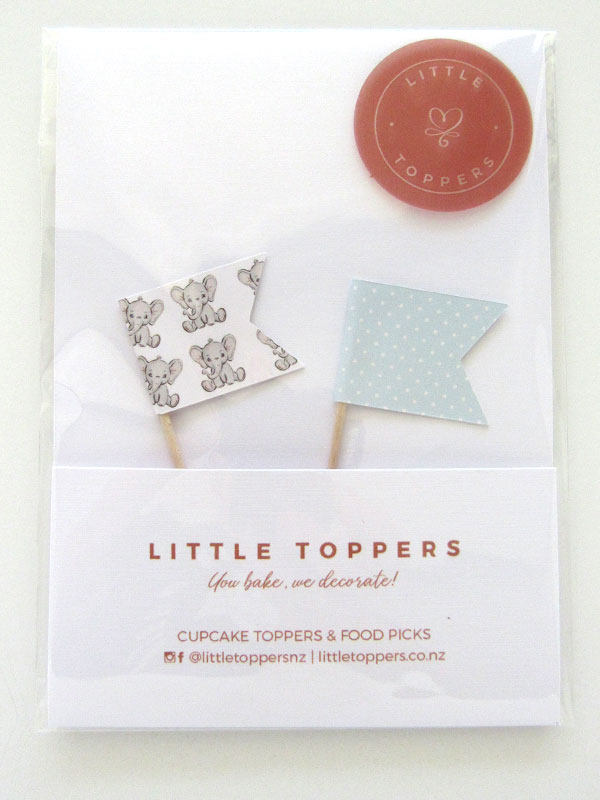 Baby Elephant Food Picks - Blue - Baby Shower - Front View