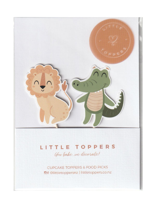 Kids Jungle Animals Birthday Party Cupcake Toppers - Front View