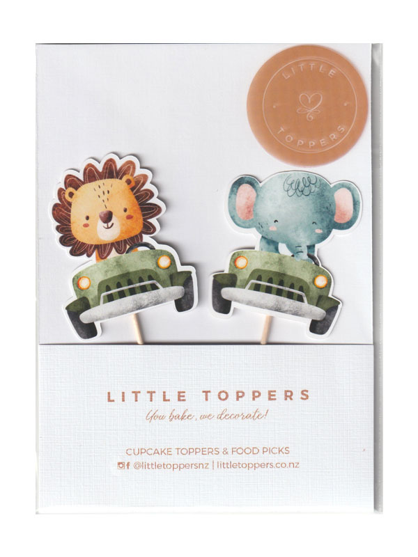 Kids Baby Safari Animals Birthday Party Cupcake Toppers - Front View