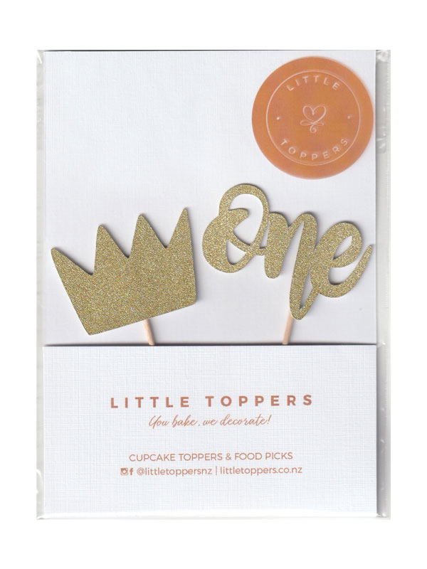 One & Crown Cupcake Toppers - Front View