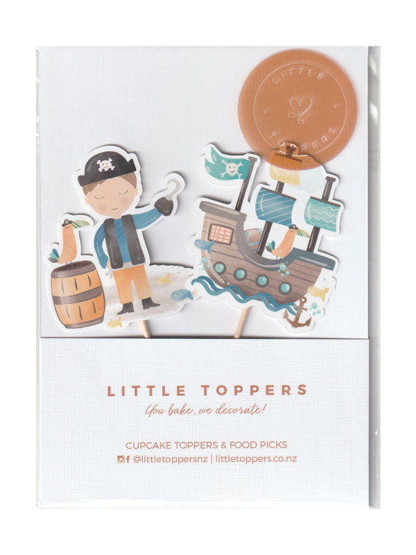 Kids Pirate Birthday Party Cupcake Toppers - Front View