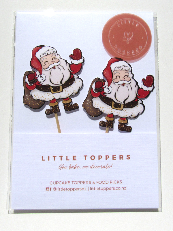 Waving Santa Cupcake Toppers - Front View