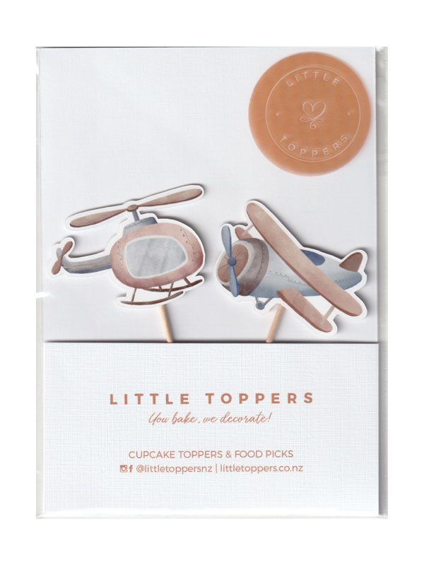 Aeroplane Watercolour Cupcake Toppers - Front View