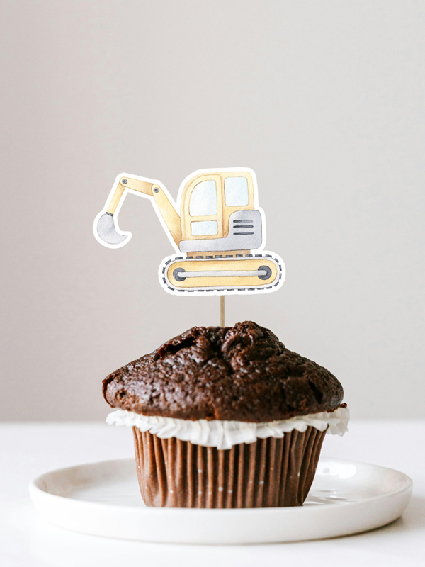 Construction Truck Cupcake Toppers - Digger cupcake topper