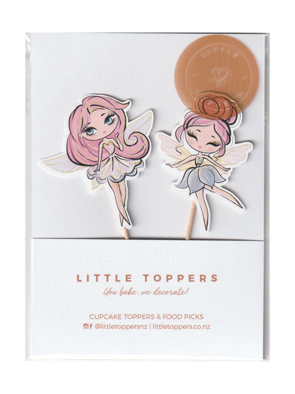 Glitter Pink Fairies Cupcake Toppers - Front View
