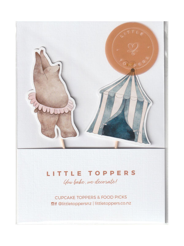 Watercolour Circus Cupcake Toppers - Front View